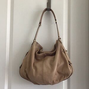Vintage Liz Claiborne beige light tan soft leather purse handbag